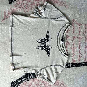 Nude butterfly graphic Crop top